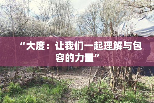 “大度:让我们一起理解与包容的力量”