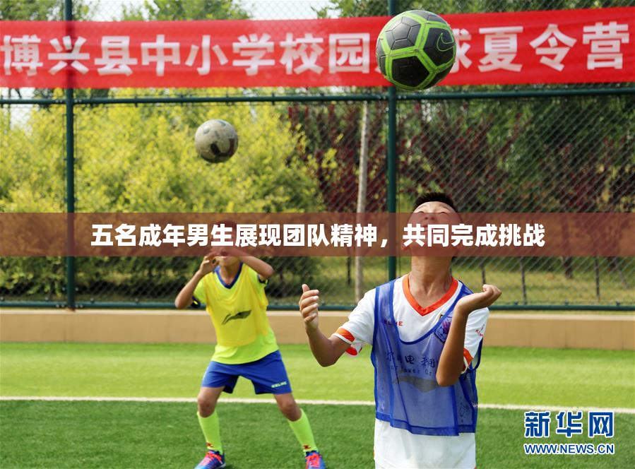 五名成年男生展现团队精神，共同完成挑战