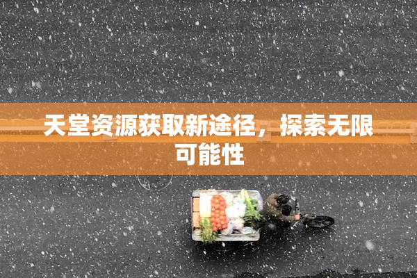 天堂资源获取新途径，探索无限可能性