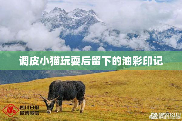 调皮小猫玩耍后留下的油彩印记