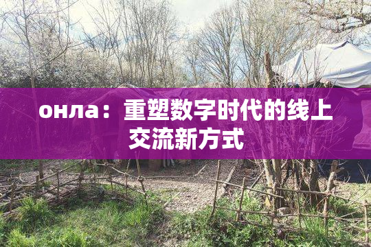 онла：重塑数字时代的线上交流新方式