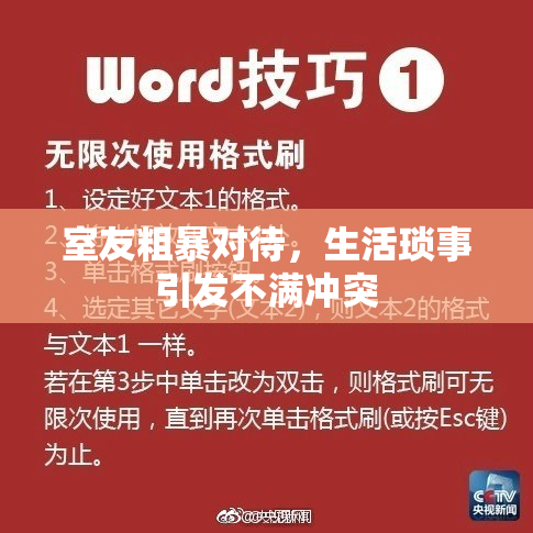 室友粗暴对待，生活琐事引发不满冲突