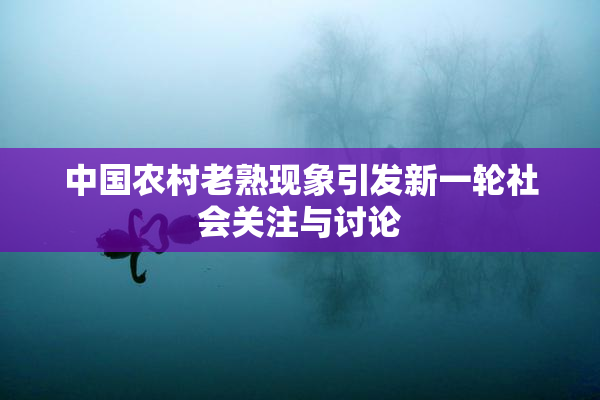 中国农村老熟现象引发新一轮社会关注与讨论