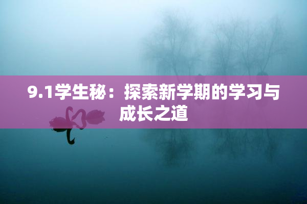 9.1学生秘：探索新学期的学习与成长之道