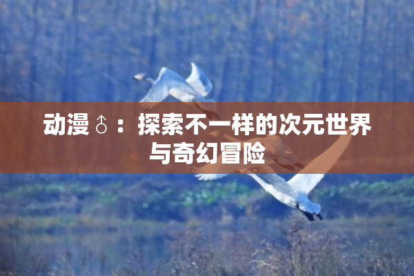 动漫♂：探索不一样的次元世界与奇幻冒险