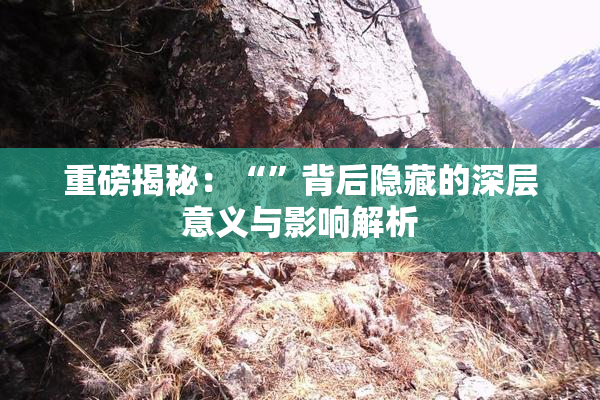 重磅揭秘：“”背后隐藏的深层意义与影响解析