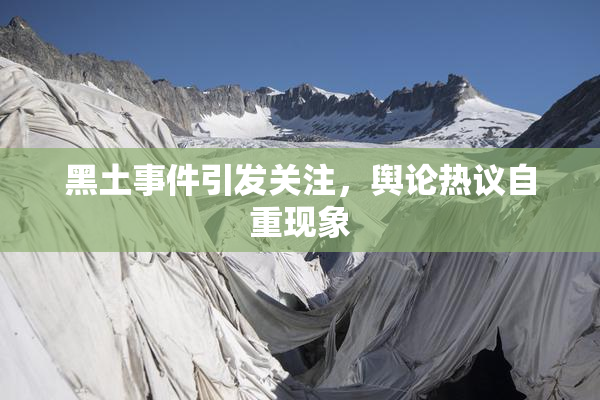 黑土事件引发关注，舆论热议自重现象